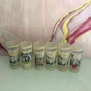 VINTAGE LIBBEY FROSTED ICED TEA GLASSES PLANTATION SCENES SET OF 6